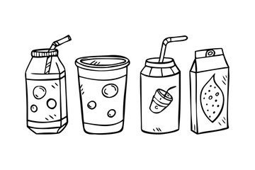 Doodle Style Soda Can with Straw drink beverage