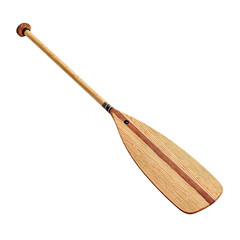 Isolated wooden canoe paddle with a simple handle