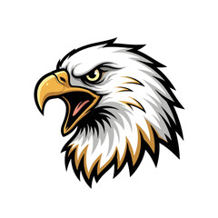 Fototapeta premium Striking Eagle Head Icon Fierce Gaze and Open Beak Depicting Strength and Power, Vector Illustration