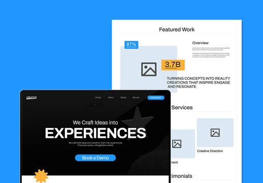 Creative Portfolio Website Landing Page Wireframe Design