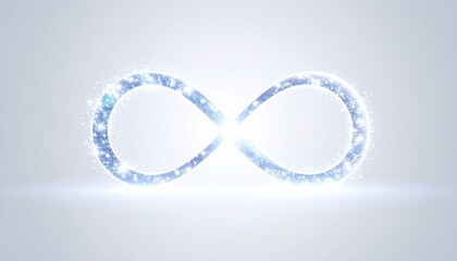 Glowing Infinity Symbol with Glittering Particles on Light Background - Abstract Concept of Eternity, Limitless, and Endless Possibilities
