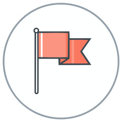 Obraz premium Flag icon for location, goal, destination, or target in vector format, round circle symbol, accomplishment icon