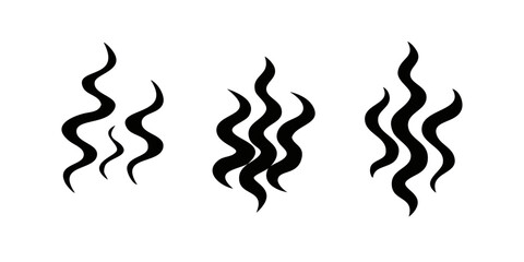 Fototapeta premium Three wavy black smoke plumes with transparent background
