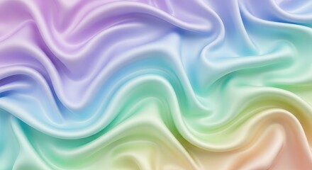 Obraz premium Colorful Satin Fabric Texture with Wavy Patterns and Soft Gradients of Pastel Shades