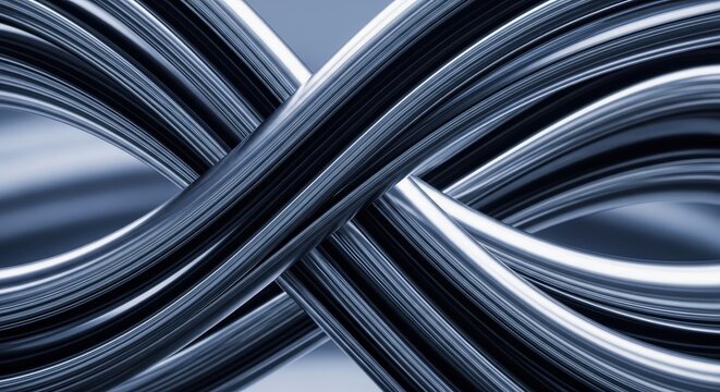 Intricate Curved Metallic Lines Creating Intertwined Patterns in Abstract Design