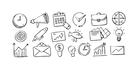 Fototapeta premium White sketch icons on transparent background doodle