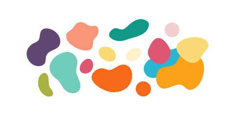 Colorful abstract blob shapes scattered on black background 1