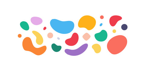 Colorful abstract blob shapes scattered on black background