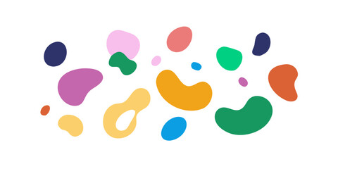 Colorful Organic Shapes Scattered on Transparent Background