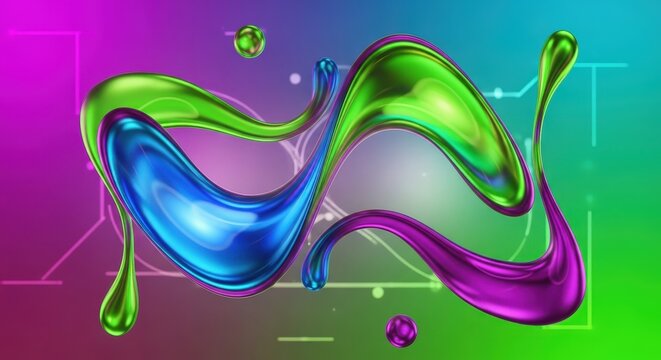 Colorful abstract design with flowing shapes and gradients creating a vibrant visual composition