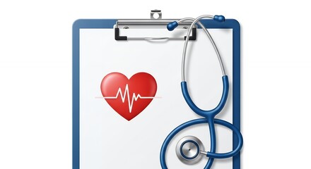 Medical Heart Health Chart with Stethoscope on Clipboard for Cardiology and Healthcare