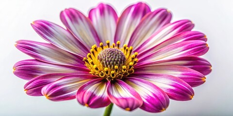 Obraz premium Close-up detailed view of blooming Coriopsis flower with intricate details and vibrant colors on a soft white background
