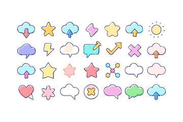 Collection of Hand Drawn Icons with Transparent Background