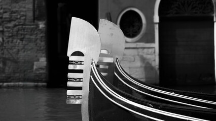 The beautiful historic front of Venice's famous gondolas