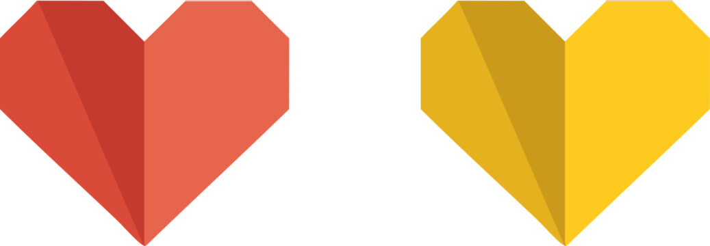 Two Geometric Hearts with Warm Tones - Love, Affection, and Relationships Represented