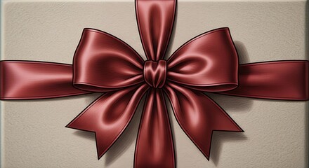 Elegant Beige Gift Box with Large Red Satin Bow and Ribbon for Special Occasion