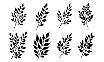 Handdrawn tropical leaves line art vector set exotic outlines for botanical designs nature