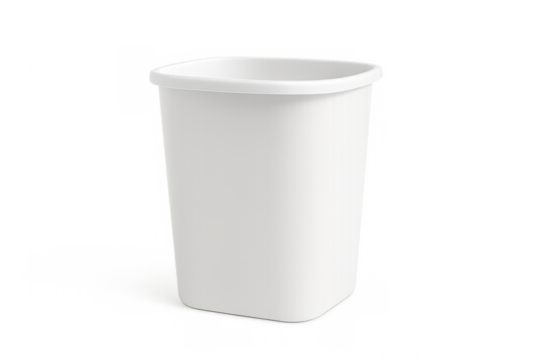 Blank white plastic square container providing a customizable template for food product branding and packaging design on transparent background