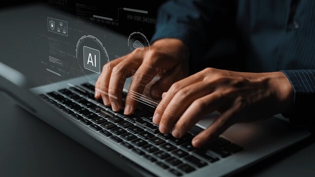 AI interface showing how artificial intelligence powers systems. AI Artificial intelligence transforms data, enables automation, and AI artificial intelligence drives innovation. Marrow