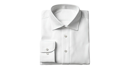 Folded, white dress shirt with collar and cuff