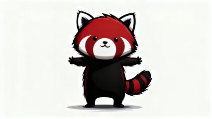 Crimson Paws: Adorable Red Panda Cub in Playful Stance