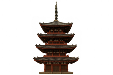 Japanese pagoda structure showcasing traditional asian architecture and buddhist spirituality on transparent background