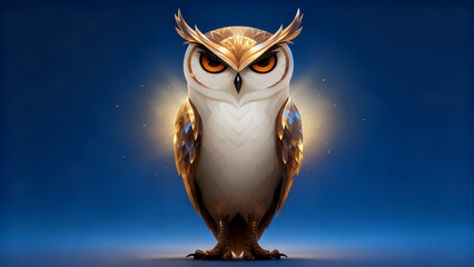 Golden-Eyed Sentinel Owl: Majestic Nocturnal Guardian with Radiant Plumage