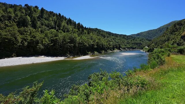 Fluss, Wald, blau, Himmel, Kilkenny lookout, Lower buller gorge, Buller river, S&uuml;dinsel, Neuseeland, Ozeanien