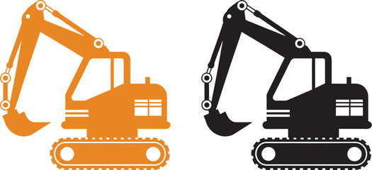 Excavator icon silhouette