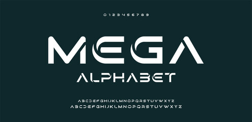 Design Modern abstract digital alphabet font. Minimal technology typography, Creative urban sport fashion futuristic font and with numbers. vector illustration.