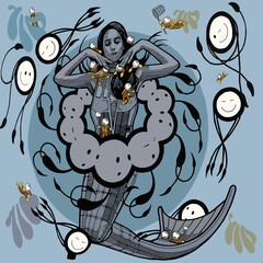 halloween background with a witch