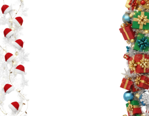  Snowflake Christmas Border Duo with Holiday Gifts isolated on transparent background