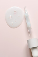 White cosmetic product. Face serum or cleanser gel or body moisturizing gel. Copy space