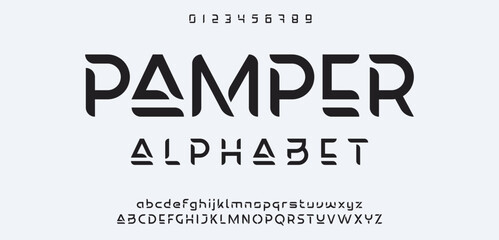 Design Modern abstract digital alphabet font. Minimal technology typography, Creative urban sport fashion futuristic font and with numbers. vector illustration.