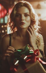 Holiday Joy Captured in Portrait with Gift Box