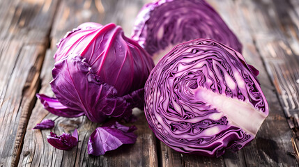 Fototapeta premium Purple Cabbage: The Nutrient-Dense Superfood Redefining Healthy Eating – Packed with Antioxidants, Vitamins, and Versatility for Salads, Slaws, Juices, and Beyond