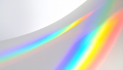 Fototapeta premium Abstract rainbow light refraction on white background, colorful spectrum overlay for modern design, holographic effect texture