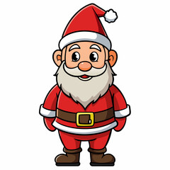 Illustration of santa claus wearing a red suit with a brown belt and black shoes on a white background