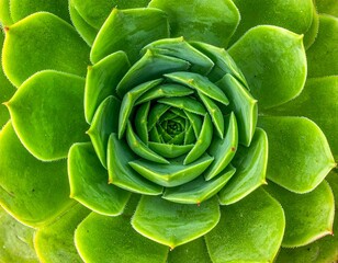 Vibrant green succulent rosette pattern close up plant nature
