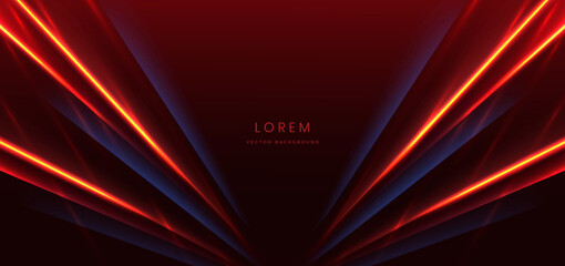 Glowing neon blue and red with lighting effect sparkle on red background. Speed movement concept.