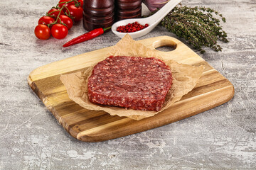 Raw beef burger cutlet for grill