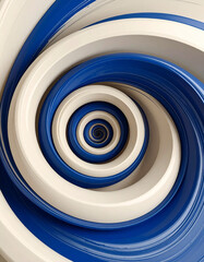 Fototapeta premium Abstract spiral pattern in blue and white