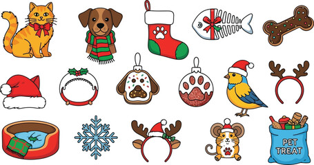 Festive christmas pet themed collection, perfect for adding a touch of holiday cheer to your designs and projects