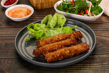 Fried Vietnamese spring roll with special sauce