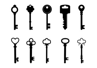 Key icon set isolate on white background.