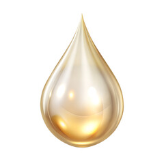 Fototapeta premium A single, glossy golden oil drop with smooth surface and light reflections, isolated on transparent background