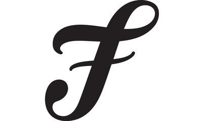 Elegant letter F in cursive a classic calligraphy style isolated on white background