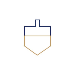 Hanukkah dreidel, traditional Jewish game. linear design in minimal style