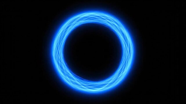 Ring of flowing light neon blue circle with streaming, wispy tendrils