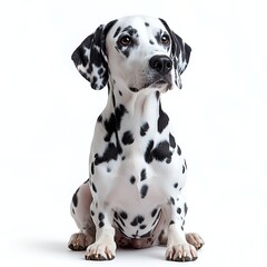 Dalmatian Dog Sitting on a White Background. Generative AI